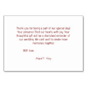 Weißes Blumenholz Textur Hochzeit Thankyou Karten (Rückseite)