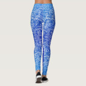 Weißes Blumenmuster auf blau Leggings (Rückseite)