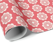 Weißes Blumenmuster auf rotem Hintergrund Geschenkpapier (Rolleneckpunkt)