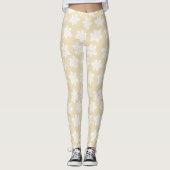Weißes Blumenmuster Leggings (Vorderseite)