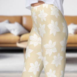 Weißes Blumenmuster Leggings