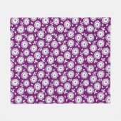 Weißes Blumenmuster lila Hintergrund Fleecedecke (Vorderseite (Horizontal))