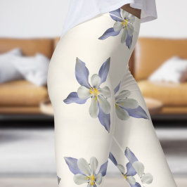 Weißes Blumenmuster-Muster Leggings