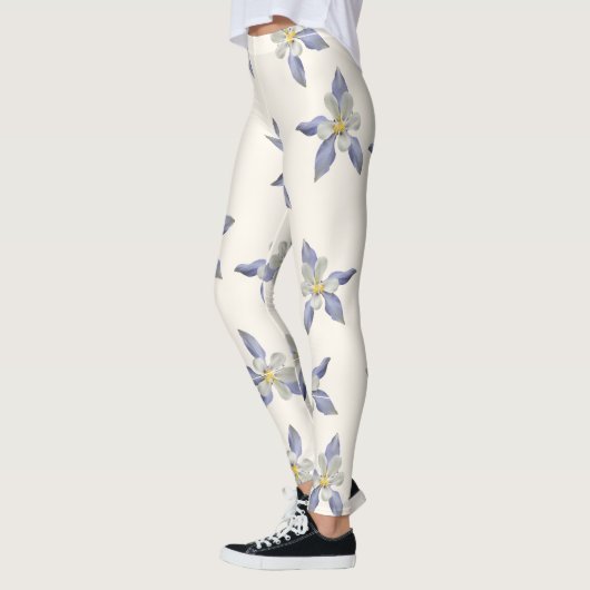 Weißes Blumenmuster-Muster Leggings (Links)