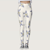 Weißes Blumenmuster-Muster Leggings (Vorderseite)
