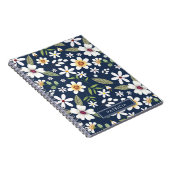 Weißes Blumenmuster Navy Blue Personalisiert Notizblock (Rechte Seite)