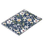 Weißes Blumenmuster Navy Blue Personalisiert Notizblock (Linke Seite)