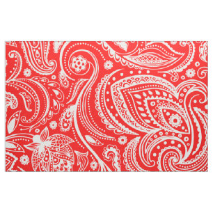 Weißes Blumenpaisley-Muster aus rotem Stoff