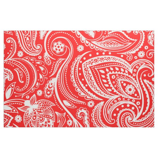 Weißes Blumenpaisley-Muster aus rotem Stoff (Fat Quarter (45,7 x 55,9 cm))