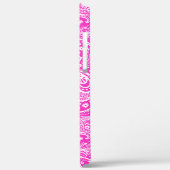 Weißes Blumenpaisley-Muster in heißrosa Case-Mate iPhone Hülle (Rückseite / Links)