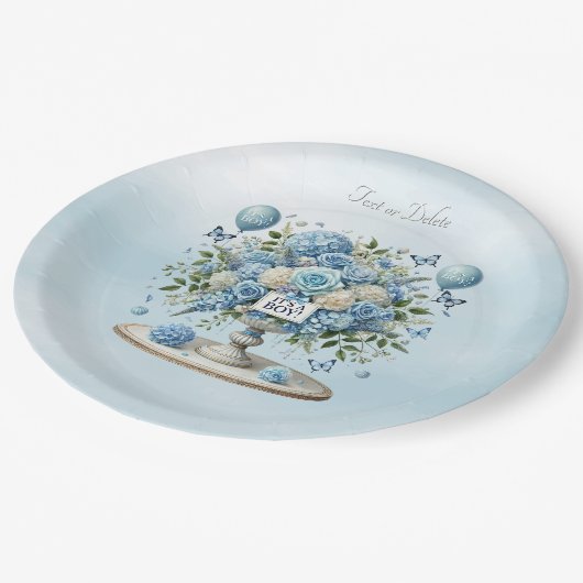 Weißes Blumenvase Papierplatte Pappteller (Schrägansicht)