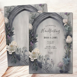 Weißes Blumenwasser gotische Pagan-Handfasts Einladung