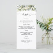 Weißes Blumiges Hochzeitsmenü Menükarte (Stehend Vorderseite)