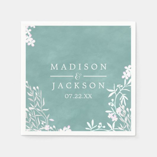 Weißes Blütenblatt, Farbe Wasserfarben, Hochzeitsm Serviette (Vorderseite)