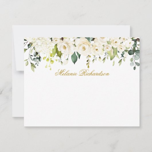 Weißes Blütengold Personalisiert Mitteilungskarte (Vorderseite)