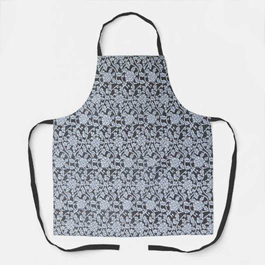 Weißes botanisches Design auf grau Schürze (Vorderseite)
