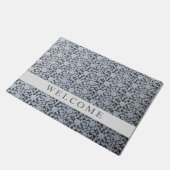 Weißes botanisches Design auf Grautmatte Fußmatte (Schrägansicht)