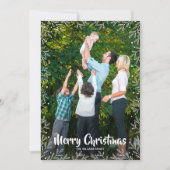 Weißes botanisches Weihnachtsfest-Foto Feiertagskarte (Vorderseite)