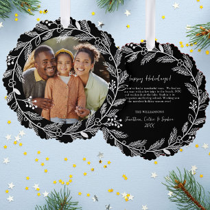 Weißes botanisches Weihnachtskraut Custom Foto Ornament Karte