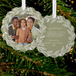 Weißes botanisches Weihnachtskraut Custom Foto Ornament Karte