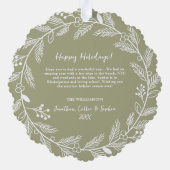 Weißes botanisches Weihnachtskraut Custom Foto Ornament Karte (Rückseite)