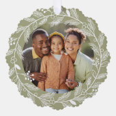 Weißes botanisches Weihnachtskraut Custom Foto Ornament Karte (Vorderseite)