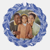 Weißes botanisches Weihnachtskraut Custom Foto Ornament Karte (Vorderseite)