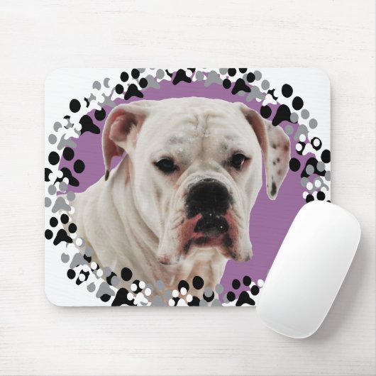 Weißes Boxer-Foto Mousepad (Mit Mouse)