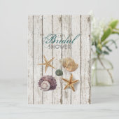 Weißes Brautparty aus Muscheln Einladung (Stehend Vorderseite)