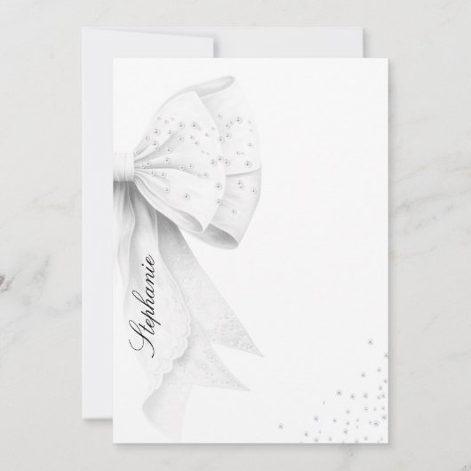 Weißes Brautparty Dankeskarte (Rückseite)