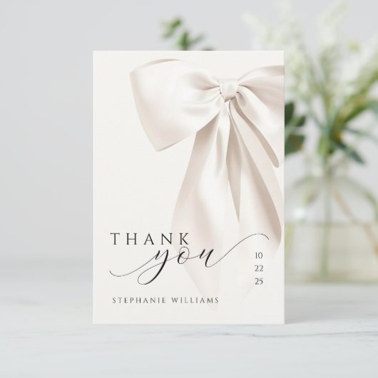 Weißes Brautparty Dankeskarte (Stehend Vorderseite)