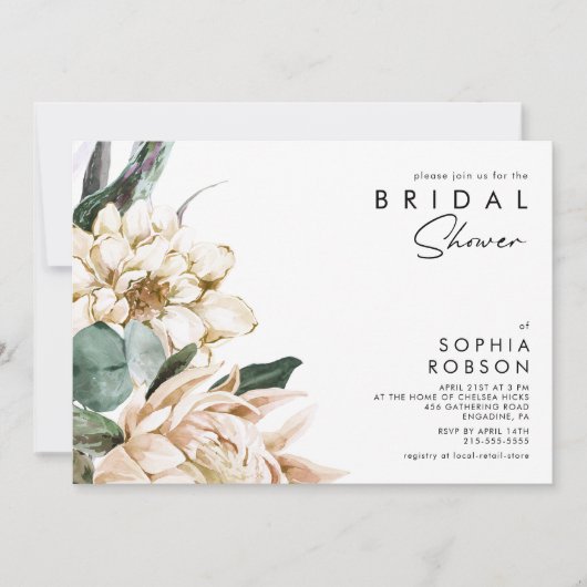 Weißes Brautparty Einladung (Vorderseite)