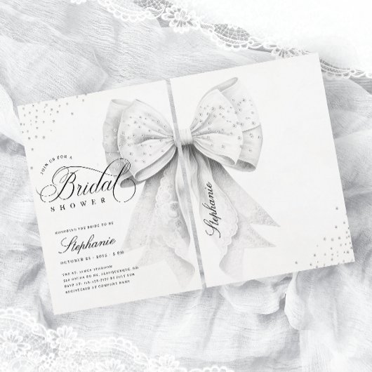 Weißes Brautparty Einladung