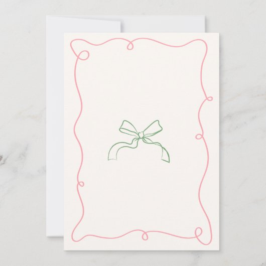 Weißes Brautparty (grün und rosa) Einladung (Rückseite)