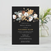 Weißes Brautparty Herbst Verliert Gold Einladung (Stehend Vorderseite)