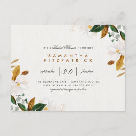 Weißes Brautparty Magnolia Einladungspostkarte