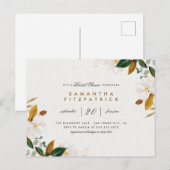 Weißes Brautparty Magnolia Einladungspostkarte (Vorne/Hinten)