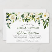 Weißes Brautparty mit blühender Vegetation Einladung (Vorderseite)