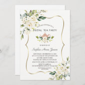 Weißes Brautparty mit Blumen Party Einladung (Vorne/Hinten)