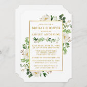 Weißes Brautparty mit weißem Blumenmotiv Einladung (Vorne/Hinten)