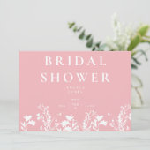 Weißes Brautparty mit weißer Wildblume Einladung (Stehend Vorderseite)