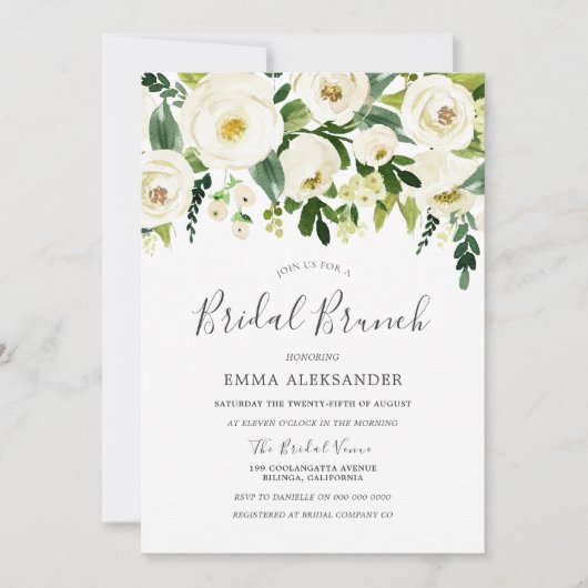 Weißes Brautparty Moderner Brunch einladen Einladung (Vorderseite)