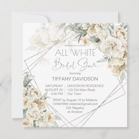 Weißes Brautparty silberfarbener Rahmen (Vorderseite)