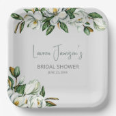 Weißes Brautparty Wasserfarbe Magnolia Pappteller (Vorderseite)