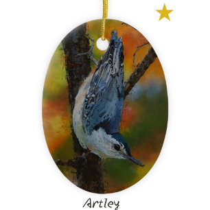 Weißes Brustvogelgemälde Keramik Ornament