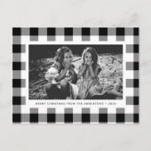 Weißes Buffalo Karierter Single Foto Weihnachten Postkarte (Vorderseite)