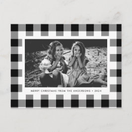 Weißes Buffalo Karierter Single Foto Weihnachten Postkarte