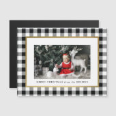 Weißes Buffalo Kariertes Foto Magnet Ferienkarte (Vorne/Hinten)