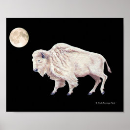 Weißes Buffalo Kuh Vollmond Poster