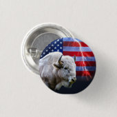 Weißes Buffalo mit amerikanischer Flagge und Blitz Button (Vorne & Hinten)
